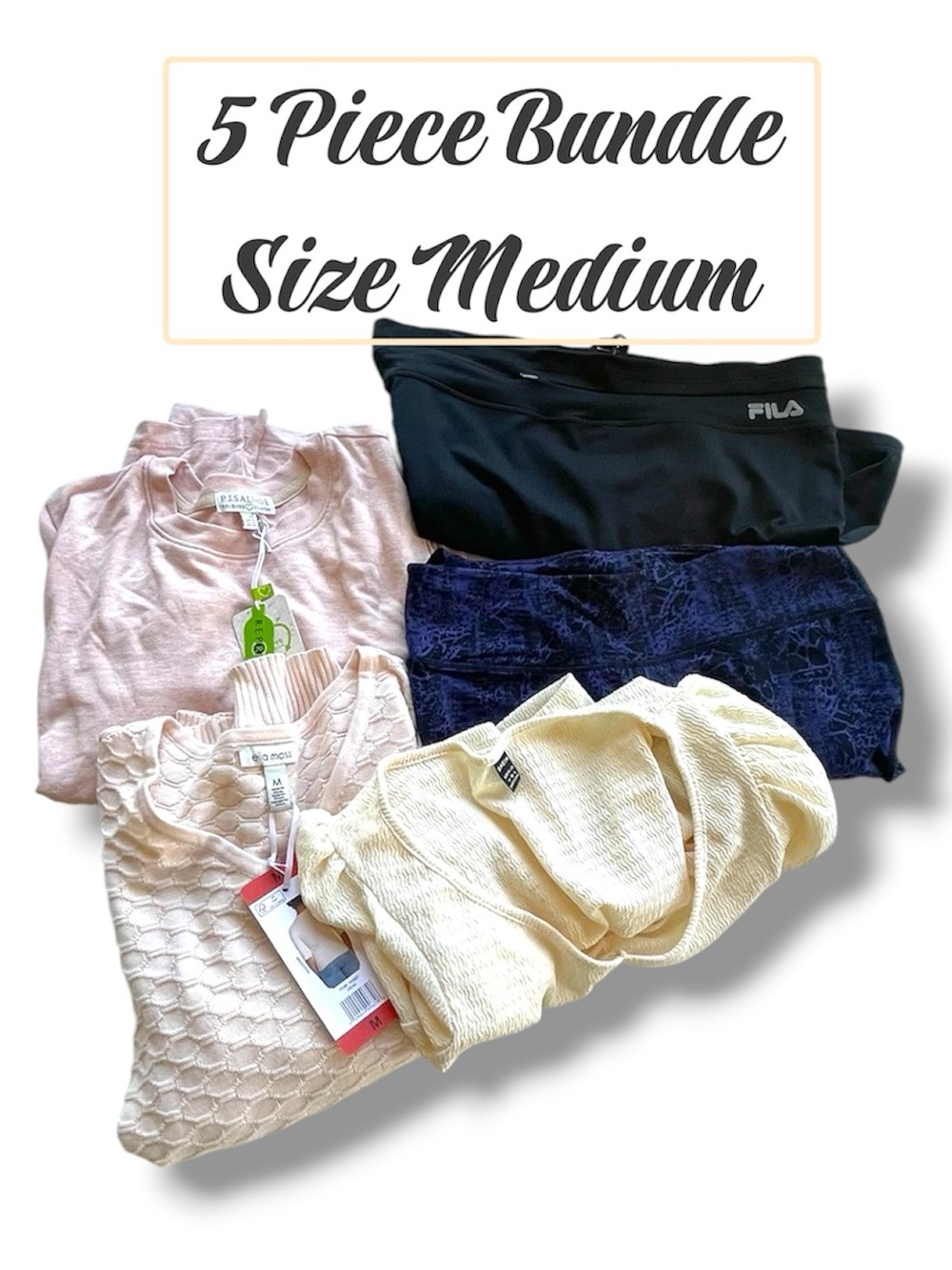 Women’s Lot of 5 Size Medium Tops Skort Leggings